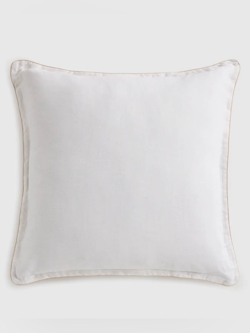 NEW Quince European Linen Piped Euro Sham, 26 X 26 (White/Toffee)
